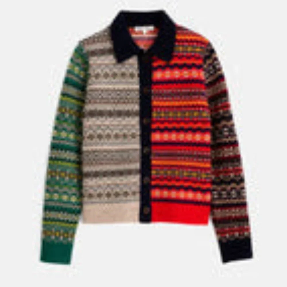 Alex Mill Alma Fair Isle Wool Cardigan Sz L - Picture 2 of 7